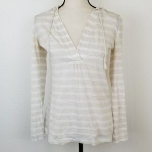 LOFT Hooded Long-Sleeve Striped Top, size S